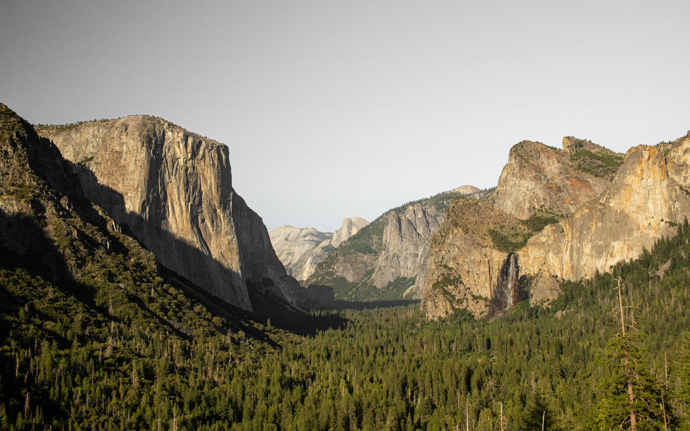 Yosemite Valley from Tunnel View, with granite cliffs and forest